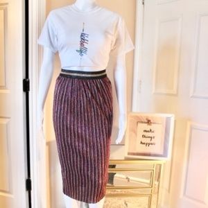 Top Shop multi color skirt with a split on the right side.  Size 6
